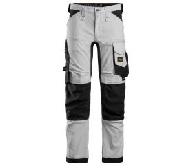 6341 Pantalones largos de trabajo elásticos AllroundWork Slim Fit color blanco/ negro