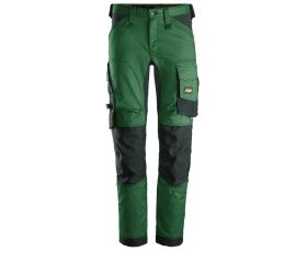 6341 Pantalones largos de trabajo elásticos AllroundWork Slim Fit color verde forestal/ negro