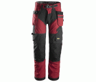 6902 Pantalones largos de trabajo FlexiWork bolsillos flotantes rojo/ negro