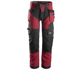 Pantalones largos de trabajo FlexiWork+ bolsillos flotantes 6902  Rojo / Negro