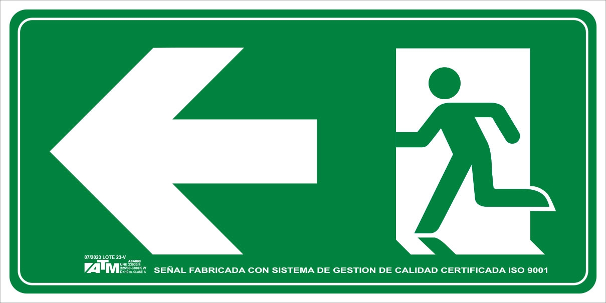 Señal Evacuación Flecha Derecha Clase B PVC Tamaños - Rotuvall