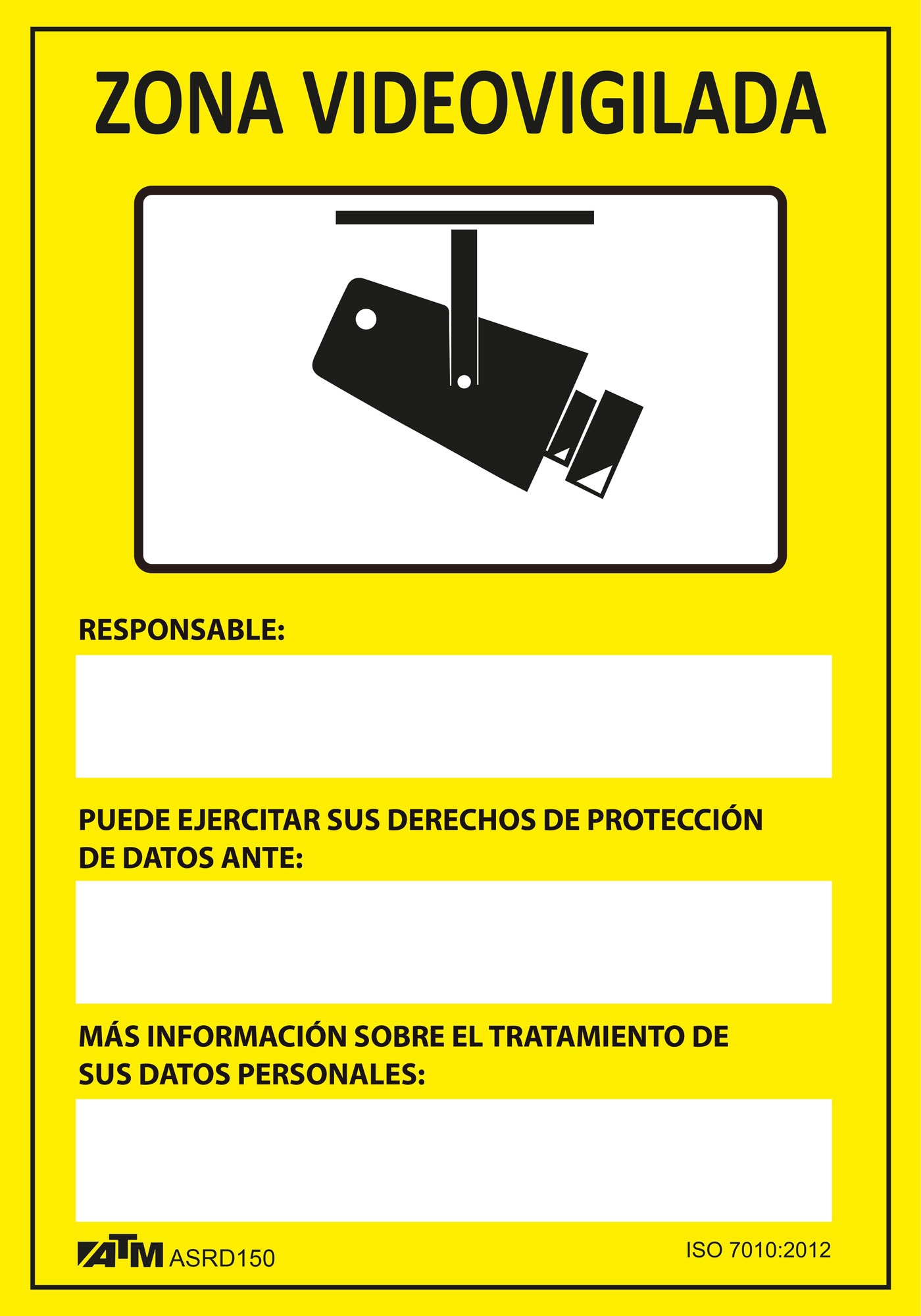 Normaluz Cartello Zona Videosorvegliata PVC 0,7mm 21x30cm - Conforme A Regolamento UE 2016/679