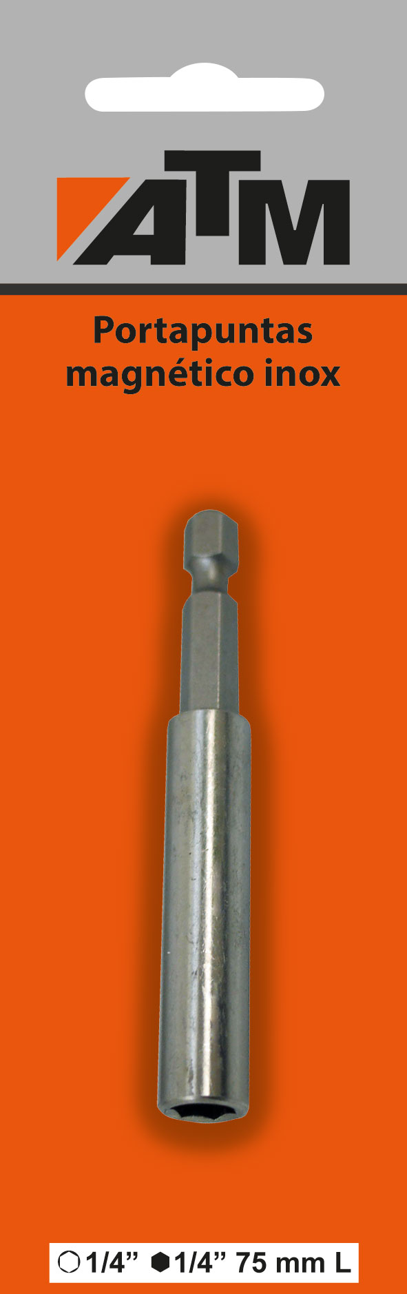 Portapuntas magnético de 75 mm inoxidable en blister