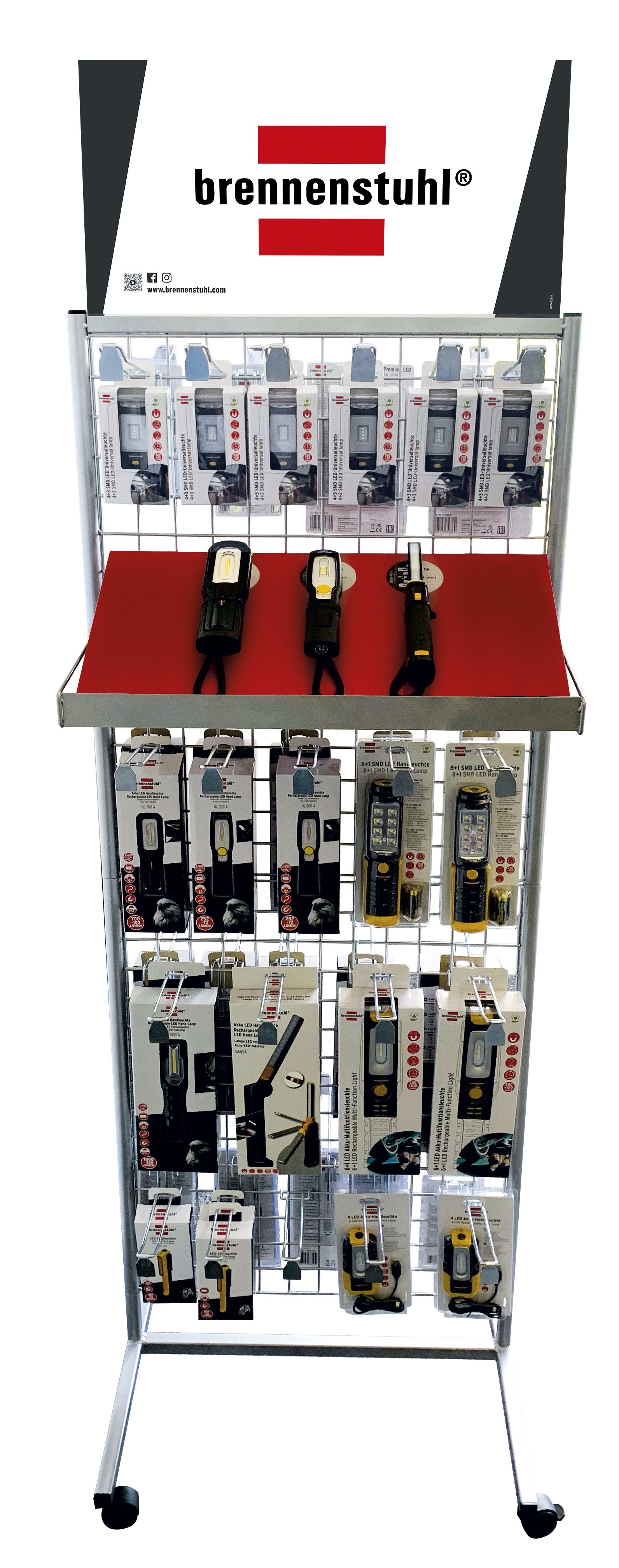 Expositor metálico de 2 caras con ruedas