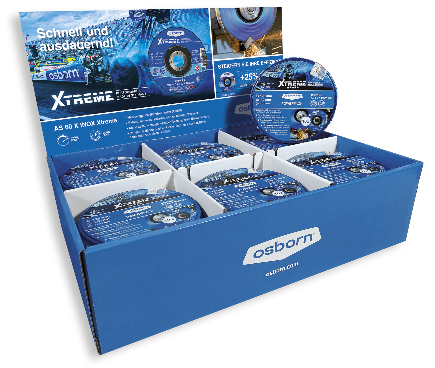 Expositor para 24 Latas de discos de corte XTREME de 115 mm