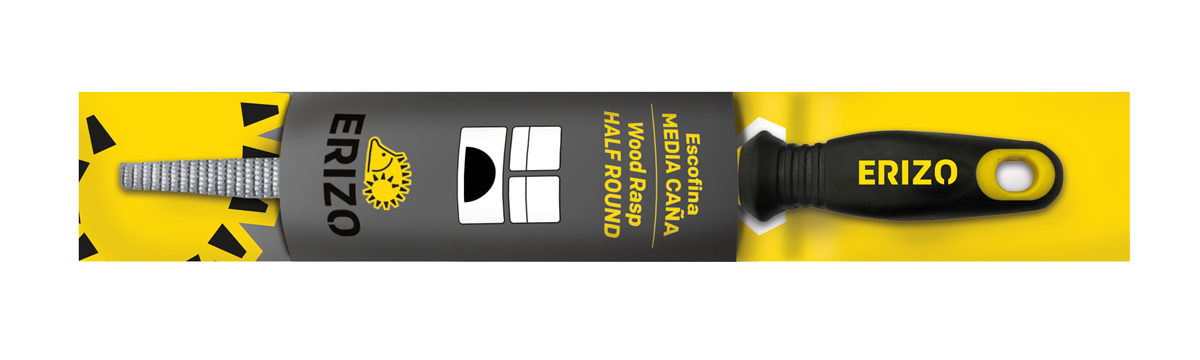 Escofina media caña basta de 6" con mango bimaterial y colgador