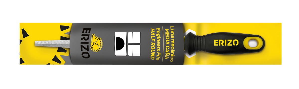 Lima de mecánico media caña basta de 6" con mango bimaterial y colgador