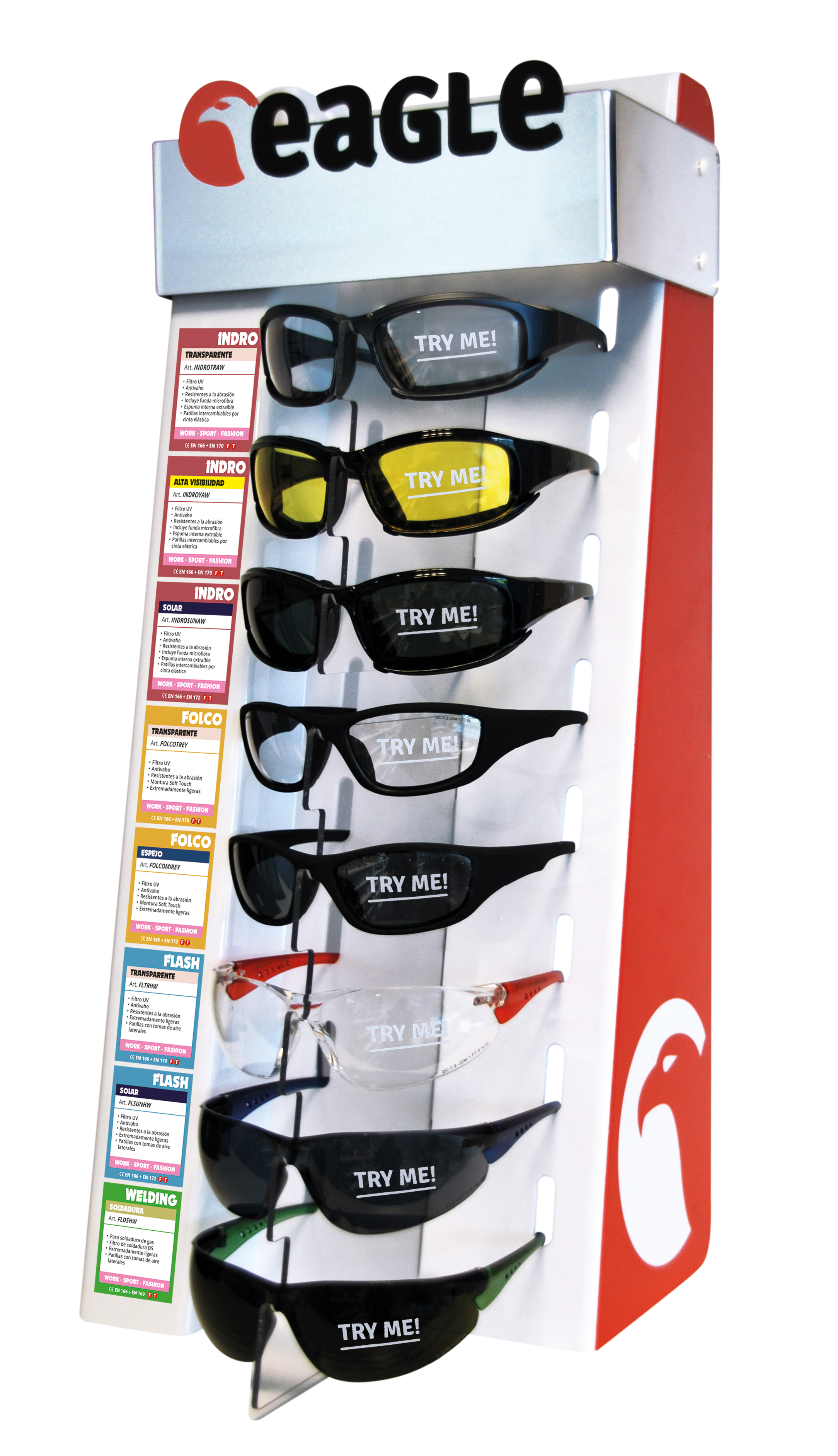 Expositor de sobremesa con gafas de muestra antirrobo (8 gafas)