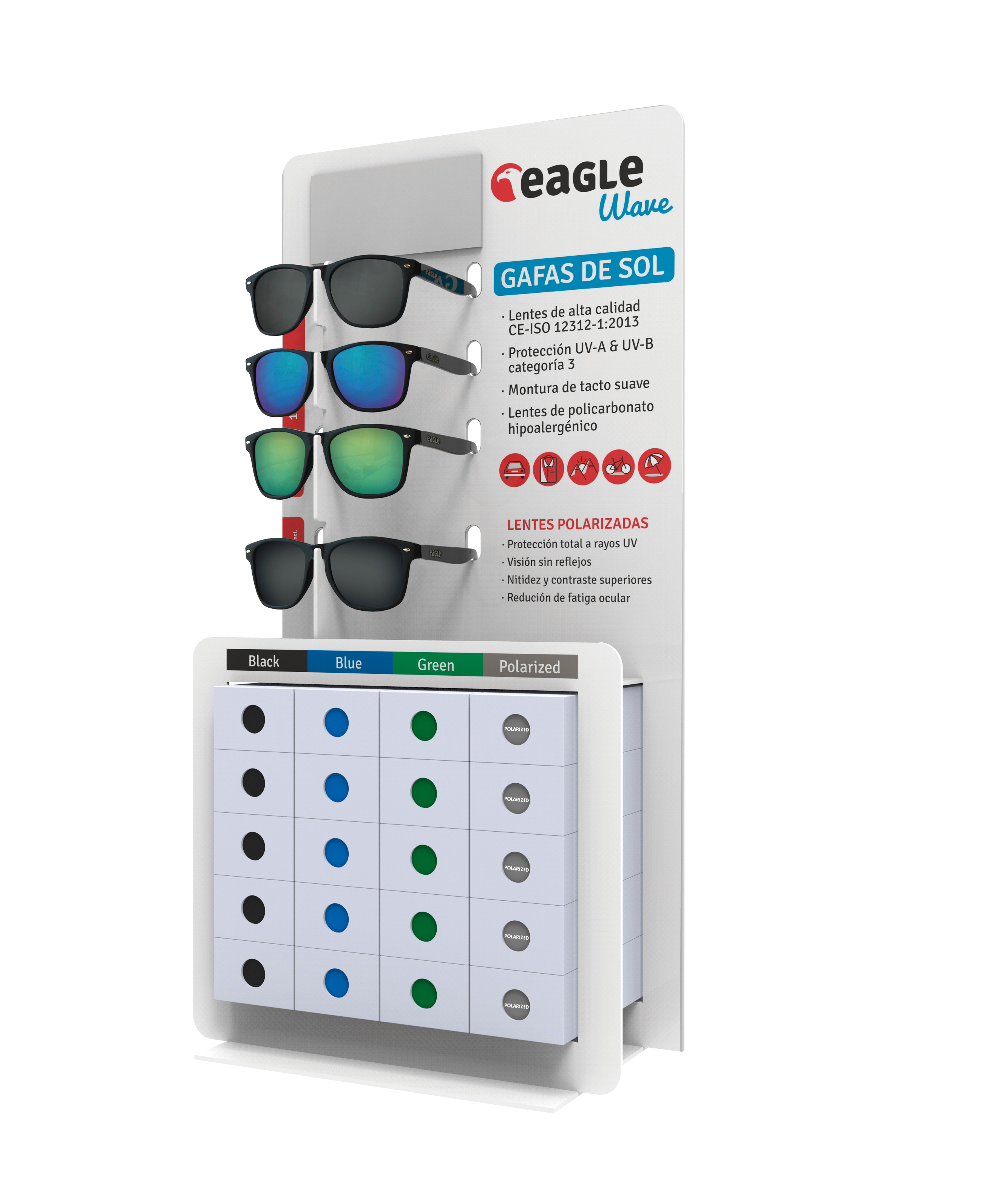 Expositor de sobremesa para gafas Wave (20 gafas)