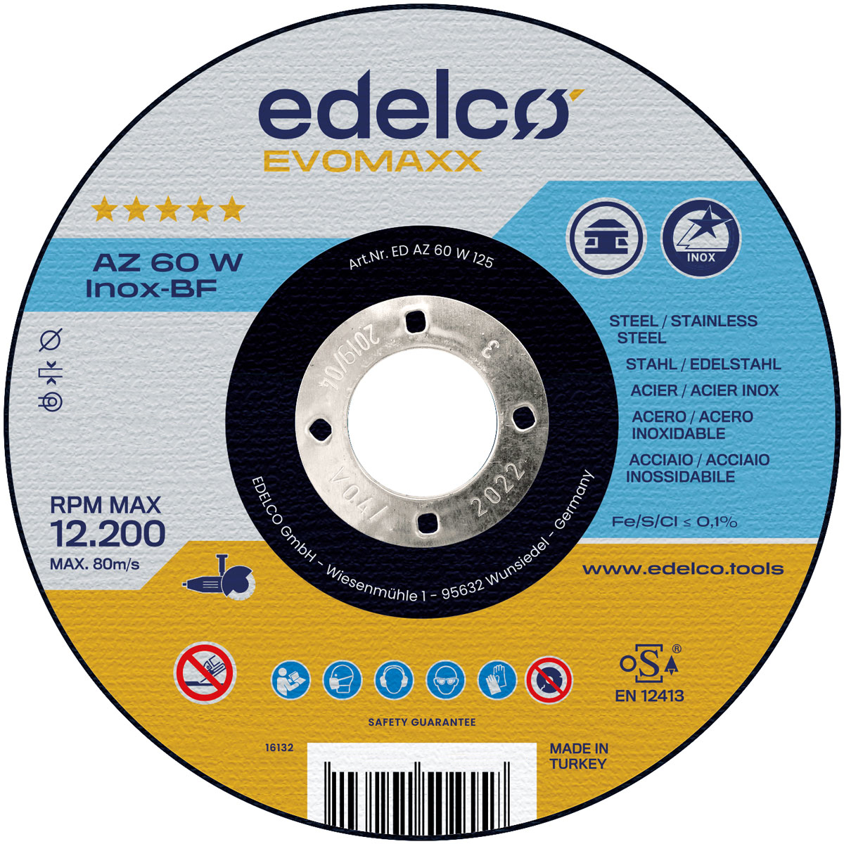 Disco de corte metal AZ 60 W INOX (115 mm)