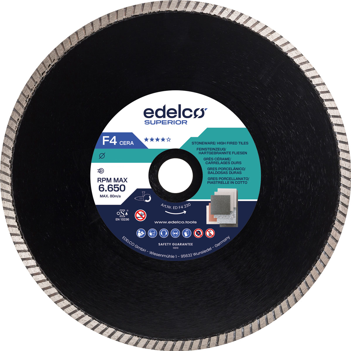 Disco de diamante para gres F4 Cera (115x22 mm)