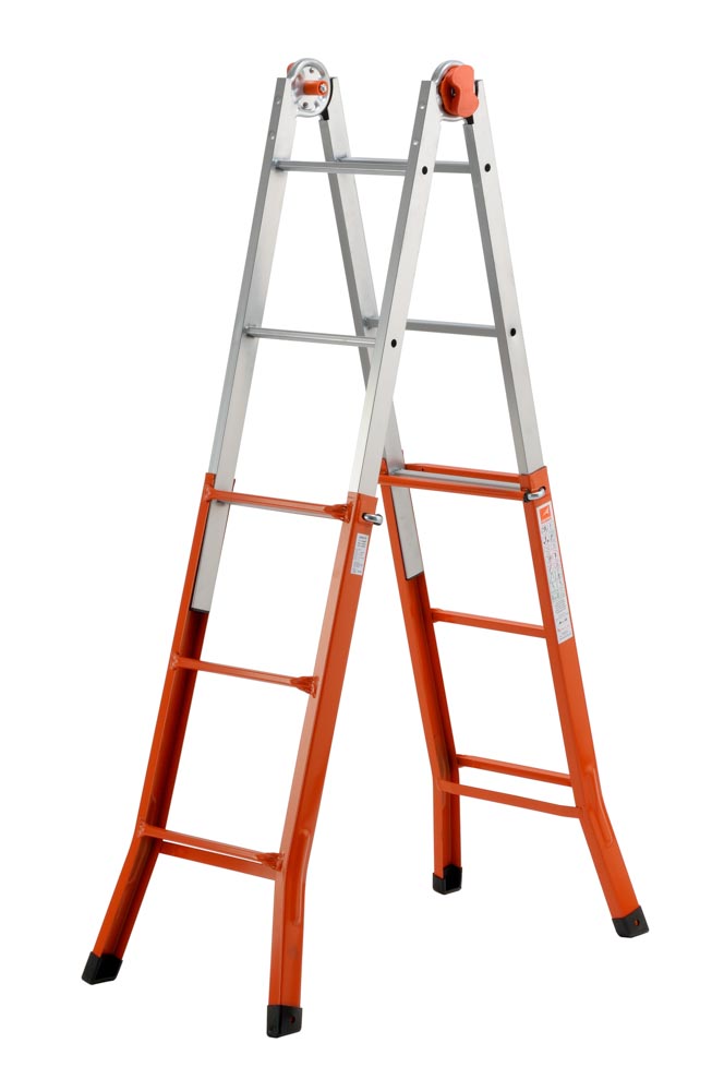 Escalera telescópica multifunción de acero PEPPina de 125 kg (3+3 peldaños)