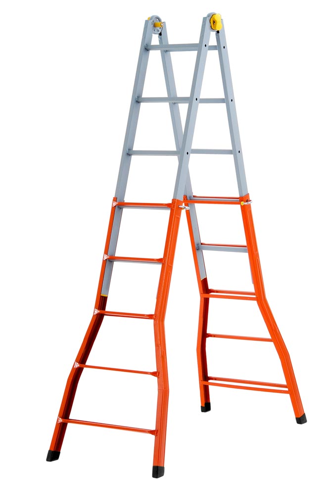 Escalera telescópica multifunción de acero PEPPina de 125 kg (5+5 peldaños)