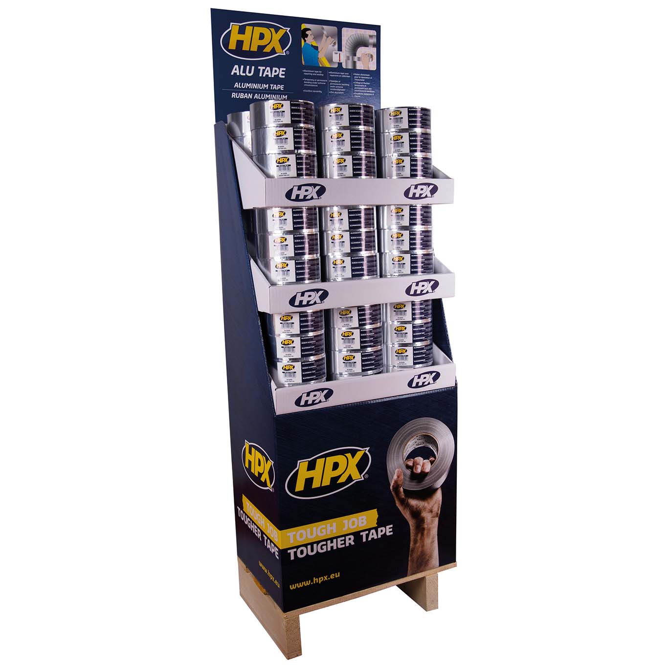 Expositor suelo tipo pallet autoventa con cintas de aluminio (72 x EL5050)