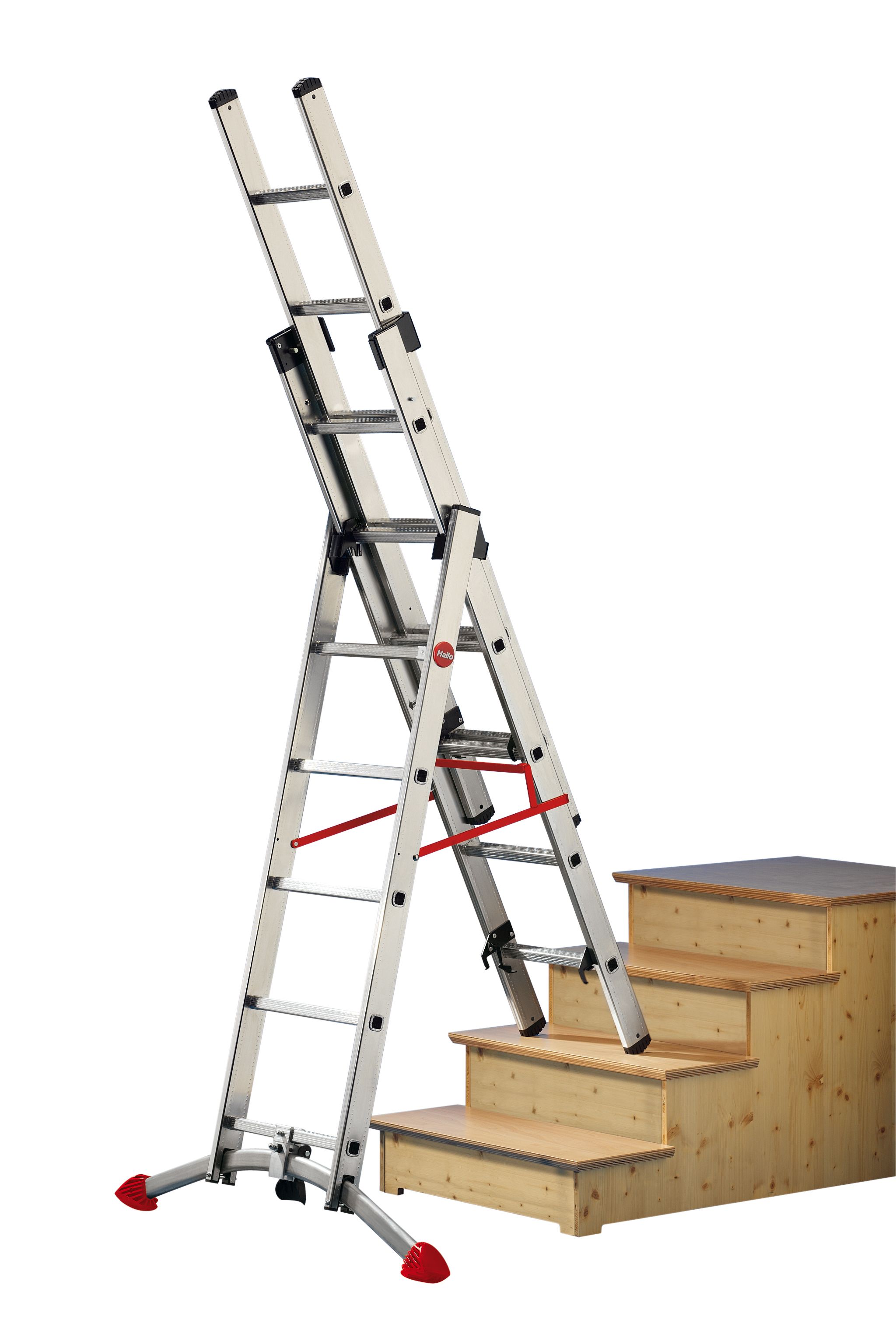 Escalera combinada de 3 tramos con estabilizador curvo ProfiLOT