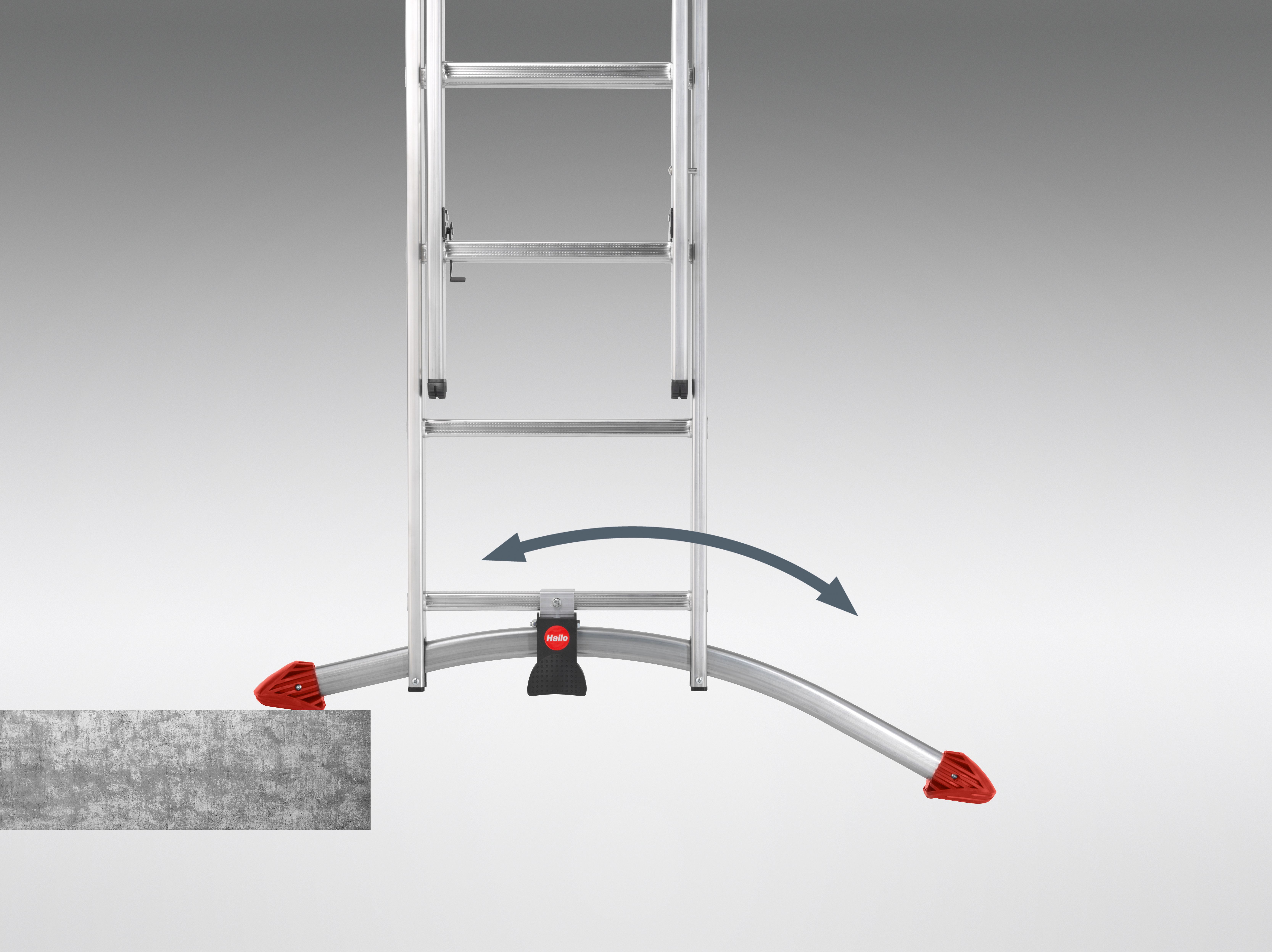 Escalera combinada de 3 tramos con estabilizador curvo ProfiLOT