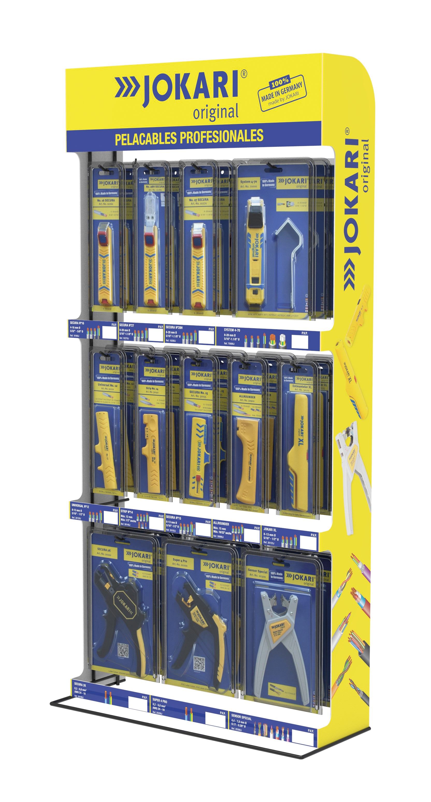 Expositor de pelacables profesionales para lineal o sobremesa (12 posiciones)