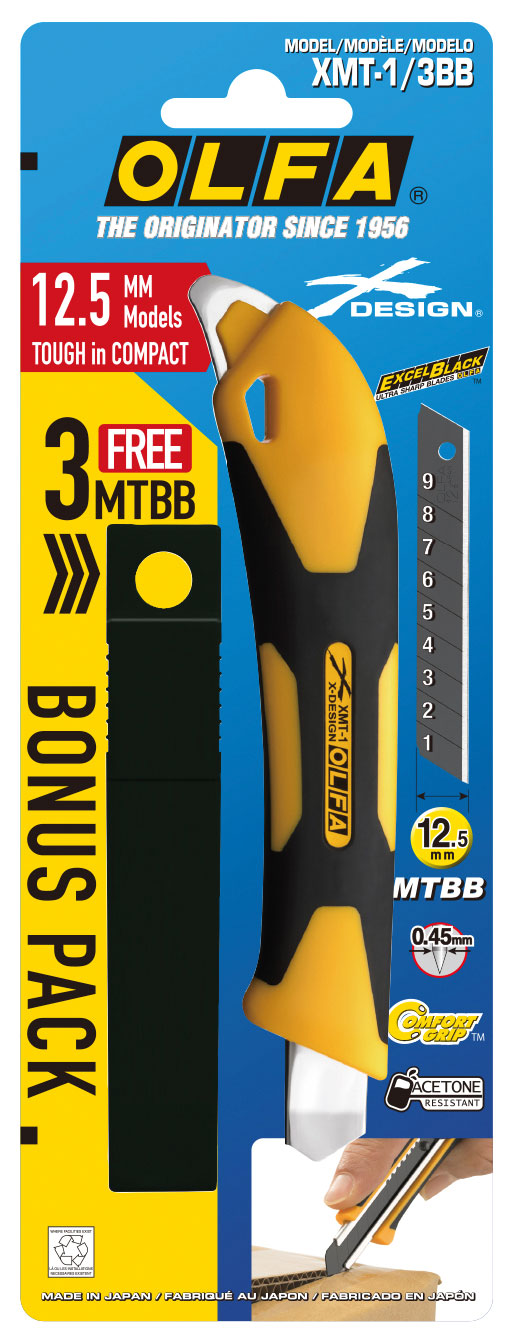 Cúter de bloqueo automático XMT-1 con 3 cuchillas MTBB de 12,5 mm