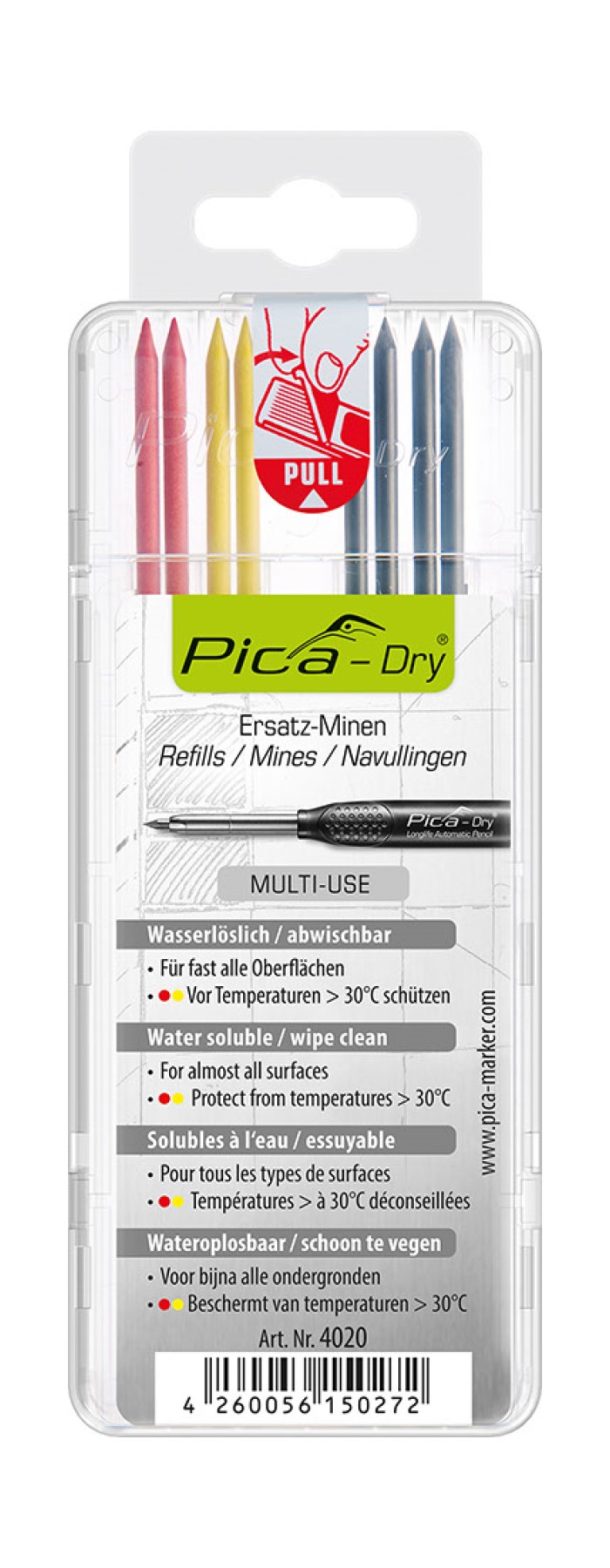 Estuche con 8 minas Dry (Negro, Rojo, Amarillo) en blister