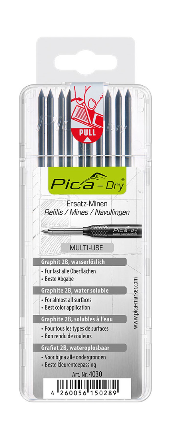 Estuche con 10 minas Dry (Grafito) en blister