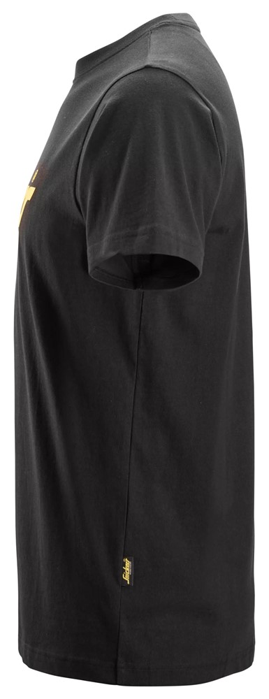 2586 Camiseta de manga corta algodón negra con logo frontal