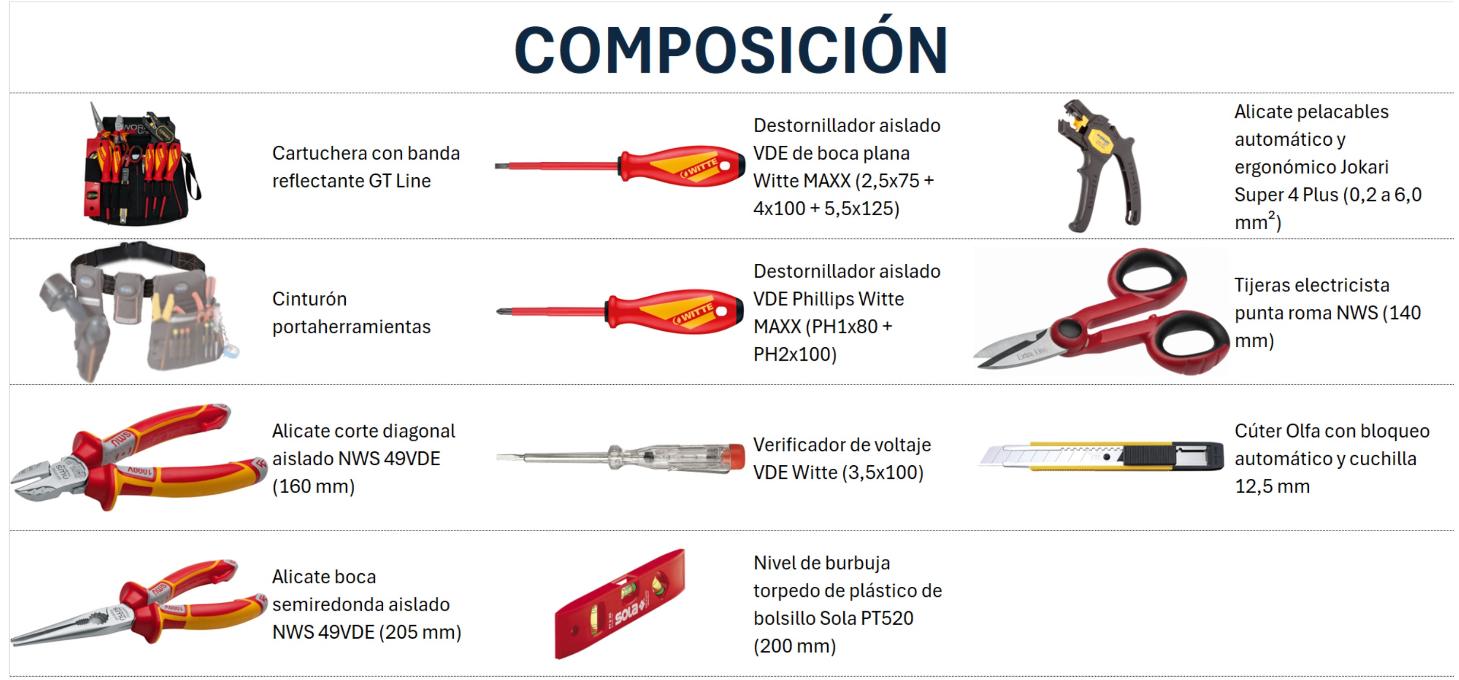 Cartuchera con cinturón y herramientas para electricistas