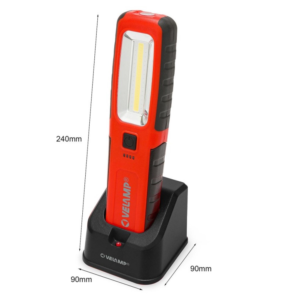 Luz de trabajo FONZIE 500 lúmenes con base de carga (LED + UV + linterna)