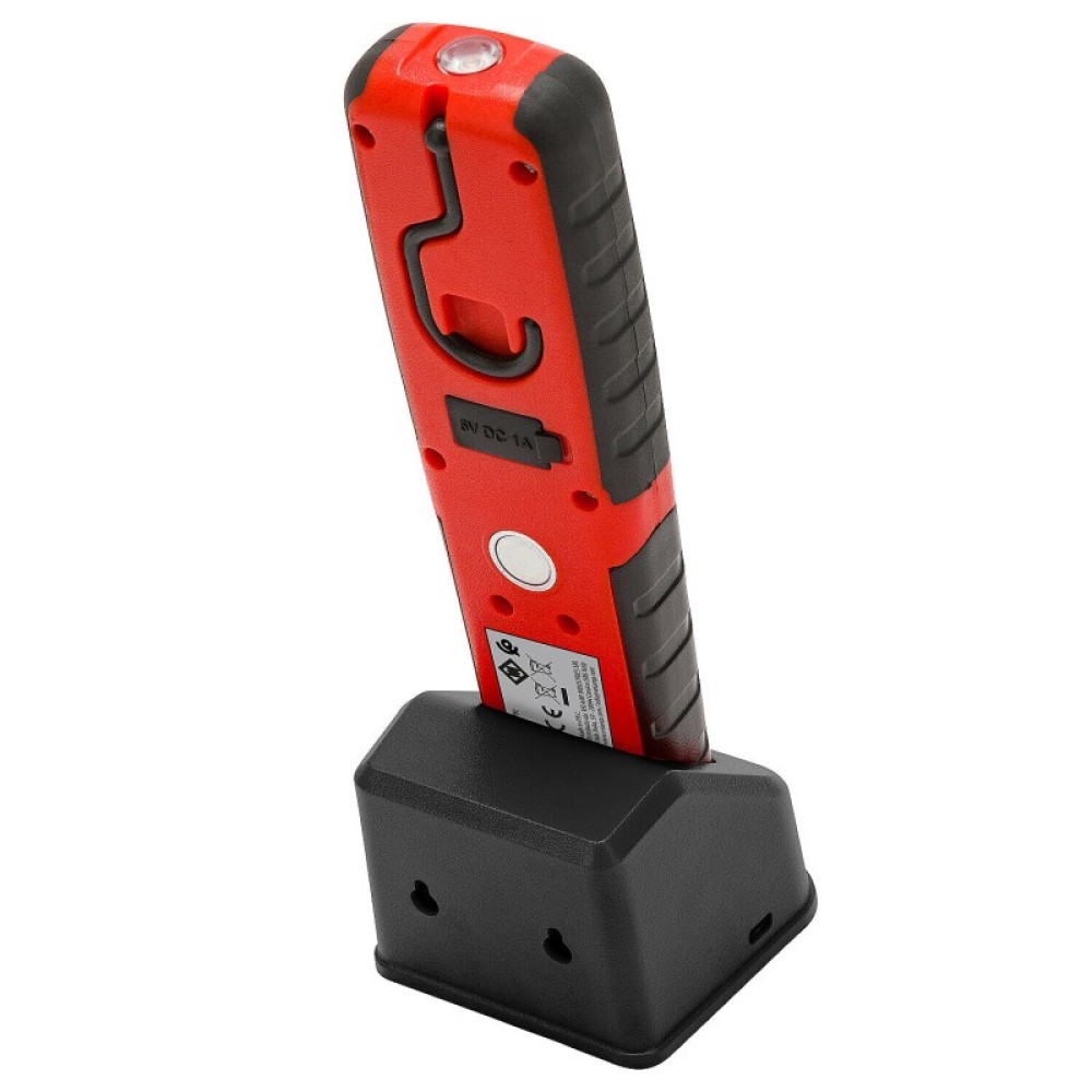 Luz de trabajo FONZIE 500 lúmenes con base de carga (LED + UV + linterna)