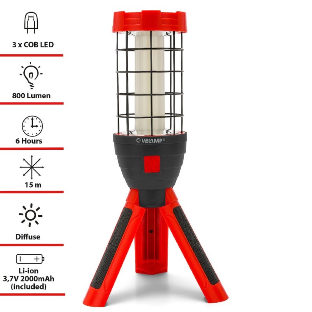 Luz de trabajo recargable PAUL 800 lúmenes en mini trípode