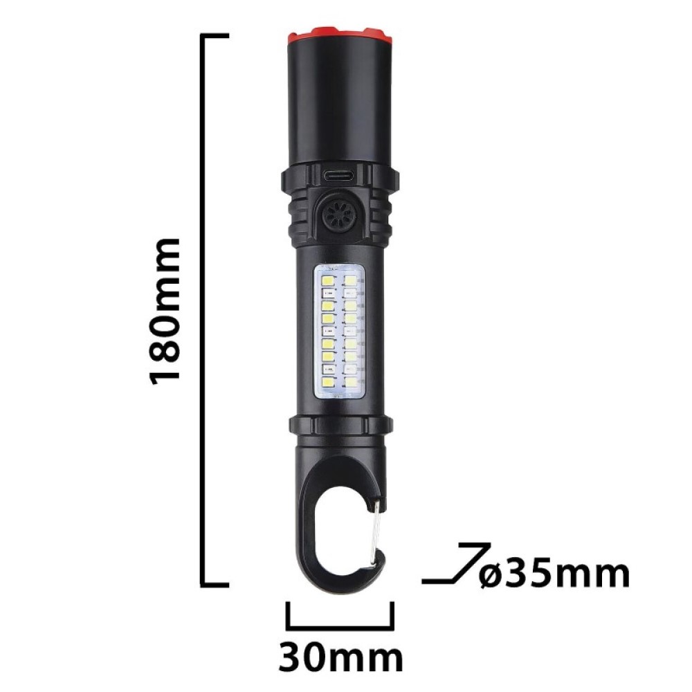 Linterna LED recargable 250 lm 3 W con zoom y luz lateral MAGNUM