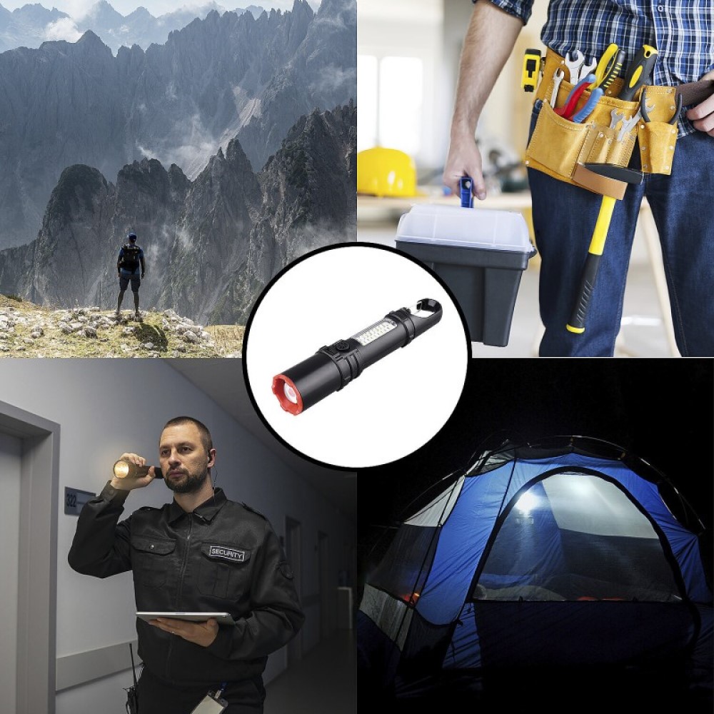 Linterna LED recargable 250 lm 3 W con zoom y luz lateral MAGNUM