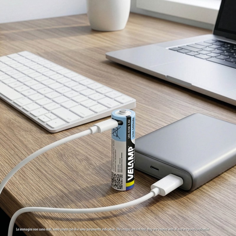 Pack de 4 pilas AA litio recargables USB-C 1400 mAh