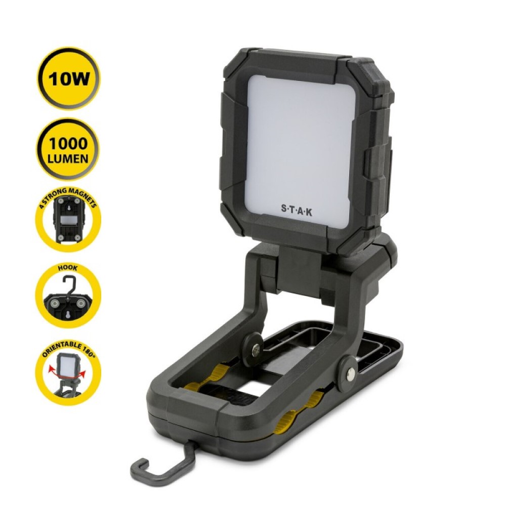 Lámpara de trabajo recargable JAWS 10W con abrazadera superfuerte 1000lm, imán y gancho.