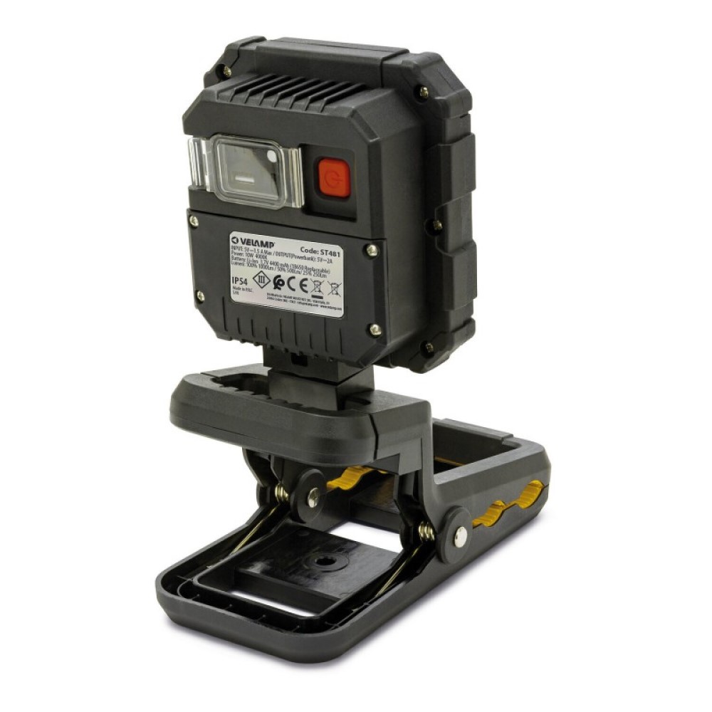 Lámpara de trabajo recargable JAWS 10W con abrazadera superfuerte 1000lm, imán y gancho.