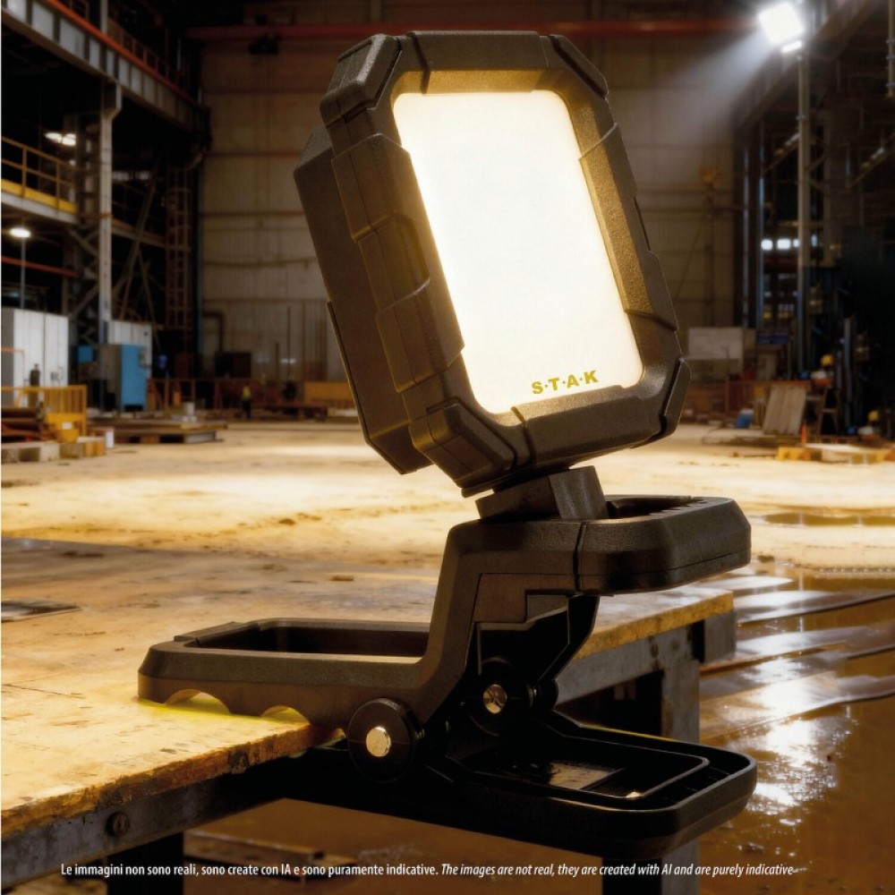 Lámpara de trabajo recargable JAWS 10W con abrazadera superfuerte 1000lm, imán y gancho.