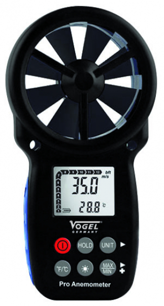 Anemómetro electrónico digital (Medidor velocidad viento), 0,3 ~ 30 m/s, Lectura 0,1 m/s