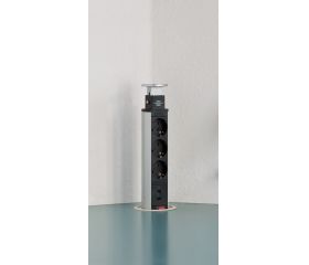 Base de tomas múltiples retráctil para mesas Tower Power con puertos USB
