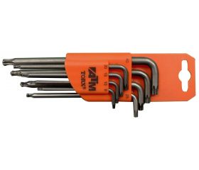 Juego de 8 llaves acodadas largas Torx + Torx de seguridad