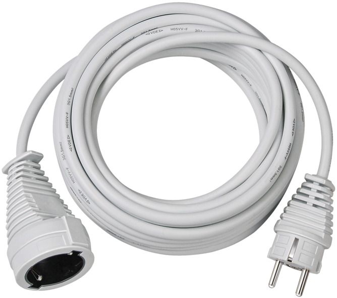 Alargador eléctrico IP20 H05VV-F3G1,5 de 10 m (Blanco)