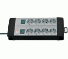 Base de tomas múltiples Premium-Line Technics con varios interruptores y disposición especial de los enchufes