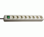 Base múltiple Eco-Line gris claro con interruptor (8 tomas y 3 m)