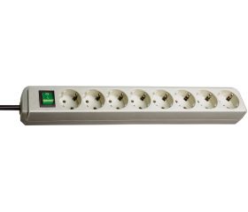 Base múltiple Eco-Line gris claro con interruptor (8 tomas y 3 m)