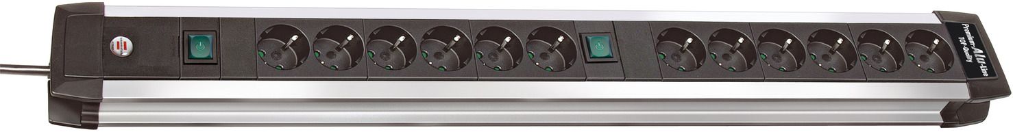 Base múltiple Premium-Alu-Line Technics con 2 y 3 interruptores (12 tomas)