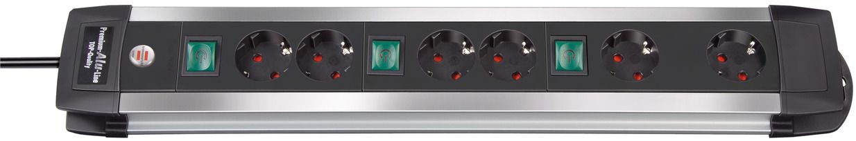Base múltiple Premium-Alu-Line Technics con 2 y 3 interruptores (6 tomas)