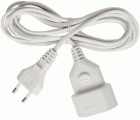 Alargador eléctrico IP20 H03VVH2-F 2x0,75 de 5 m (Blanco) con clavija y toma tipo euro