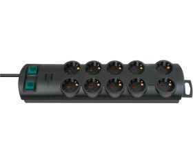 Base de tomas múltiples Primera-Line negra con distancia extra entre los enchufes