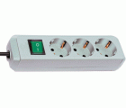 Base múltiple Eco-Line gris claro con interruptor (3 tomas y 1.5 m)