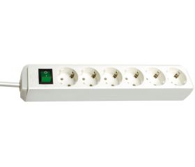 Base múltiple Eco-Line blanca con interruptor (6 tomas y 1.5 m)