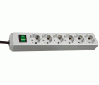 Base múltiple Eco-Line gris claro con interruptor (6 tomas y 1.5 m)
