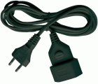 Alargador eléctrico IP20 H03VVH2-F 2x0,75 de 5 m (Negro) con clavija y toma tipo euro